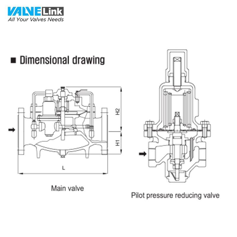 Bản vẽ cấu tạo van giảm áp Samyang YAWR-1