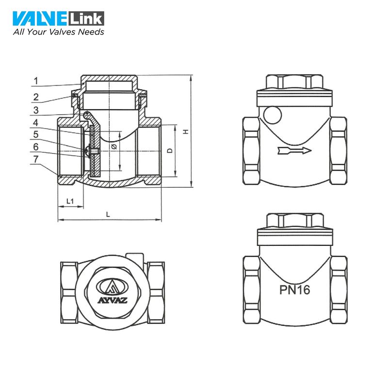 Cấu tạo van một chiều đồng Ayvaz SC-400