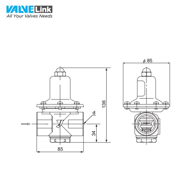 Bảng kích thước van giảm áp Yoshitake GD-41,41G