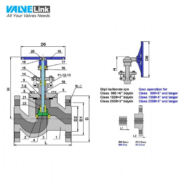 sơ đồ cấu tạo van cầu nst class150