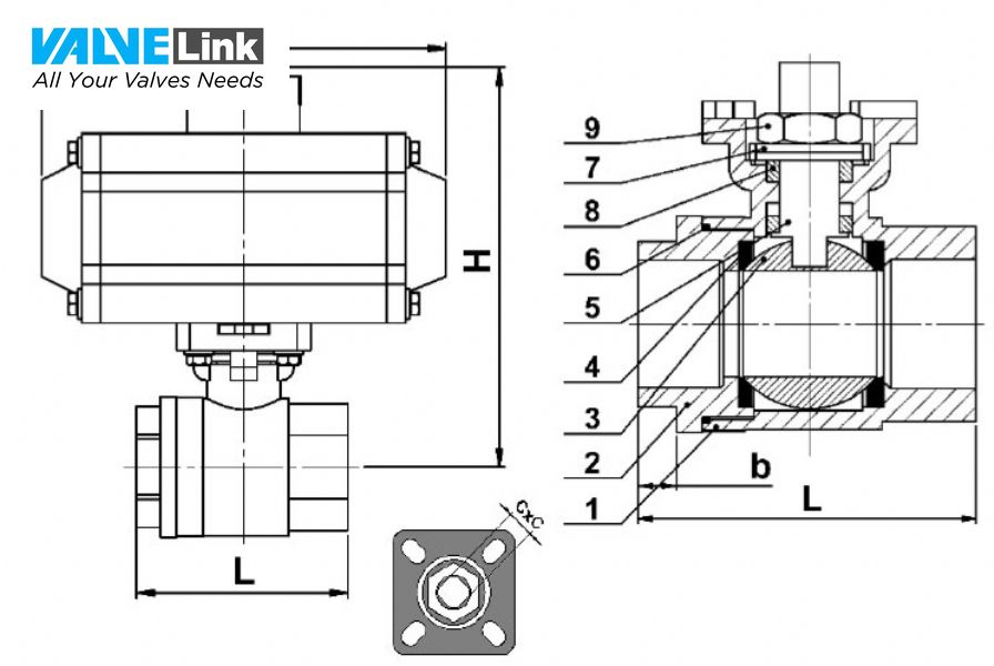 cấu tạo van bi điều khiển khí nén NST-AK202